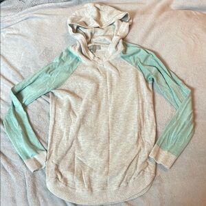 Evolution Women's Waffle Gray and Mint Hooded Top